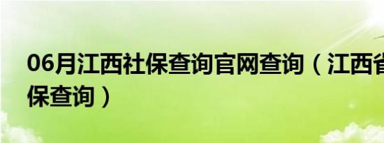 06月江西社保查询官网查询（江西省个人社保查询）