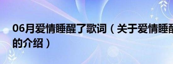 06月爱情睡醒了歌词（关于爱情睡醒了歌词的介绍）