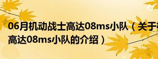 06月机动战士高达08ms小队（关于机动战士高达08ms小队的介绍）