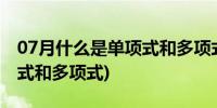 07月什么是单项式和多项式视频(什么是单项式和多项式)