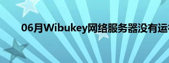 06月Wibukey网络服务器没有运行。