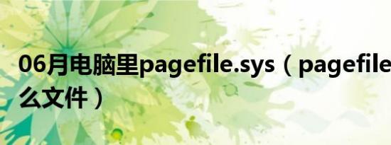 06月电脑里pagefile.sys（pagefile sys是什么文件）