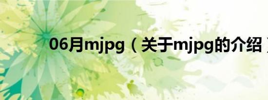 06月mjpg（关于mjpg的介绍）