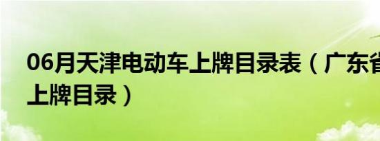 06月天津电动车上牌目录表（广东省电动车上牌目录）