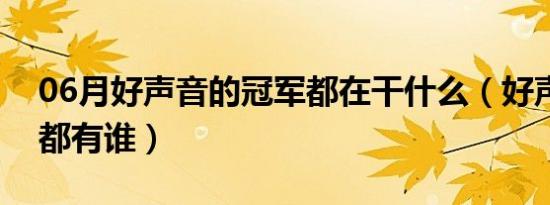 06月好声音的冠军都在干什么（好声音冠军都有谁）