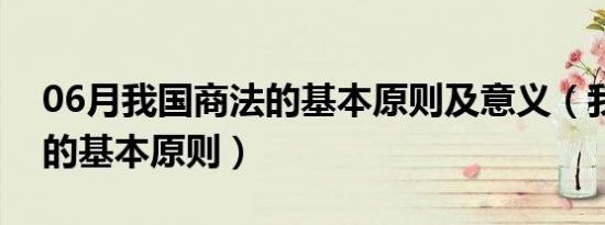 06月我国商法的基本原则及意义（我国商法的基本原则）