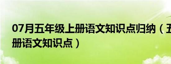 07月五年级上册语文知识点归纳（五年级上册语文知识点）