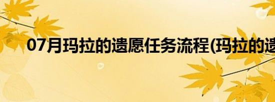 07月玛拉的遗愿任务流程(玛拉的遗愿)