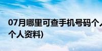 07月哪里可查手机号码个人信息(手机号码查个人资料)