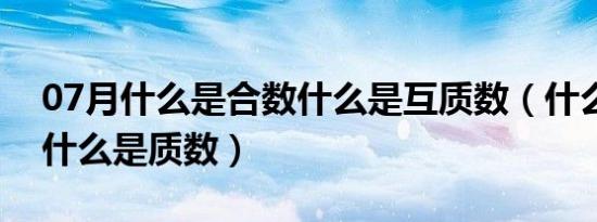 07月什么是合数什么是互质数（什么是合数什么是质数）