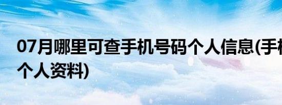 07月哪里可查手机号码个人信息(手机号码查个人资料)