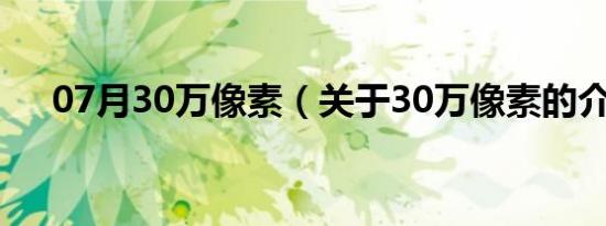 07月30万像素（关于30万像素的介绍）