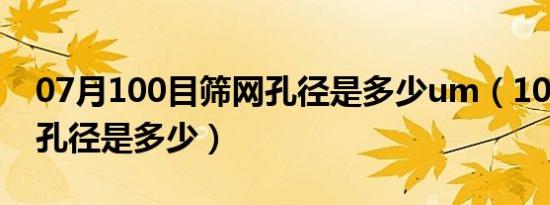 07月100目筛网孔径是多少um（100目筛网孔径是多少）