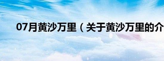 07月黄沙万里（关于黄沙万里的介绍）