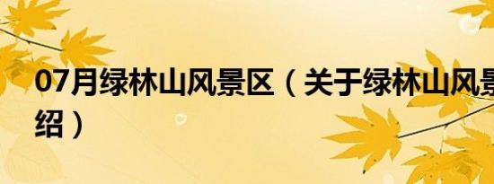 07月绿林山风景区（关于绿林山风景区的介绍）