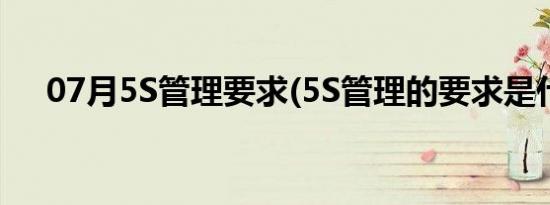 07月5S管理要求(5S管理的要求是什么)