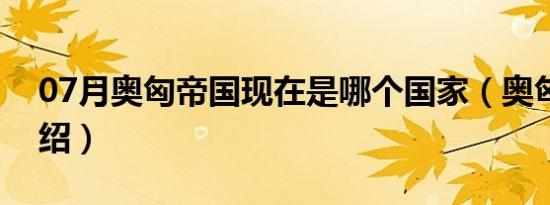 07月奥匈帝国现在是哪个国家（奥匈帝国介绍）