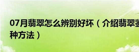 07月翡翠怎么辨别好坏（介绍翡翠鉴定的三种方法）