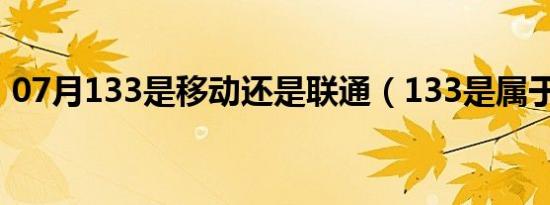 07月133是移动还是联通（133是属于电信）