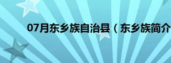 07月东乡族自治县（东乡族简介）