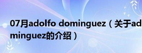 07月adolfo dominguez（关于adolfo dominguez的介绍）