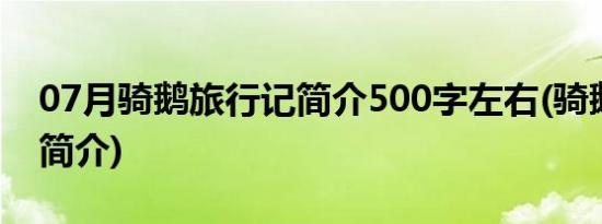 07月骑鹅旅行记简介500字左右(骑鹅旅行记简介)