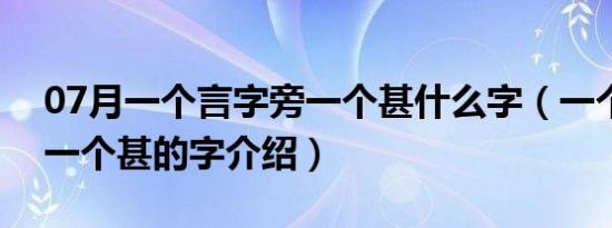 07月一个言字旁一个甚什么字（一个言字旁一个甚的字介绍）