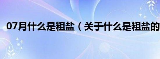 07月什么是粗盐（关于什么是粗盐的介绍）