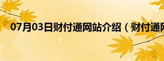 07月03日财付通网站介绍（财付通网站）