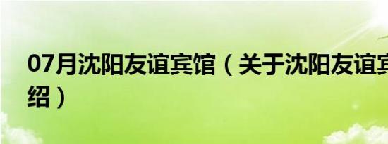 07月沈阳友谊宾馆（关于沈阳友谊宾馆的介绍）