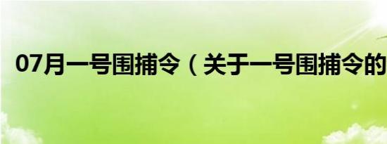 07月一号围捕令（关于一号围捕令的介绍）