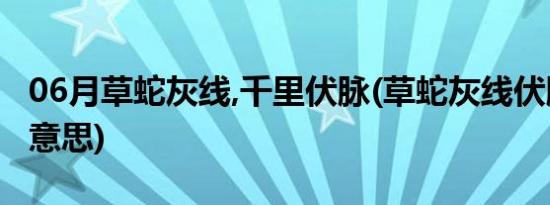 06月草蛇灰线,千里伏脉(草蛇灰线伏脉千里的意思)