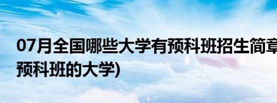 07月全国哪些大学有预科班招生简章(全国招预科班的大学)