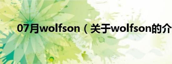 07月wolfson（关于wolfson的介绍）