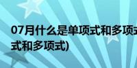 07月什么是单项式和多项式视频(什么是单项式和多项式)