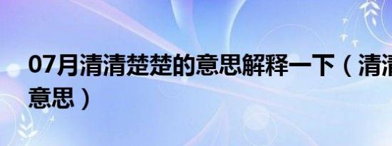 07月清清楚楚的意思解释一下（清清楚楚的意思）