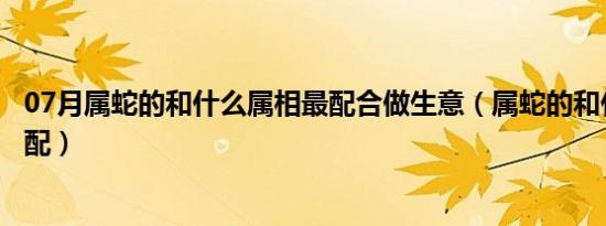 07月属蛇的和什么属相最配合做生意（属蛇的和什么属相最配）