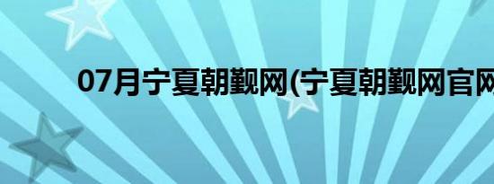 07月宁夏朝觐网(宁夏朝觐网官网)