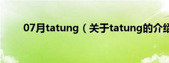 07月tatung（关于tatung的介绍）