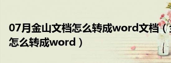 07月金山文档怎么转成word文档（金山文档怎么转成word）