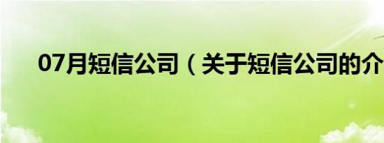 07月短信公司（关于短信公司的介绍）