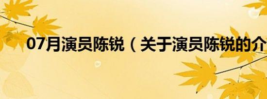 07月演员陈锐（关于演员陈锐的介绍）