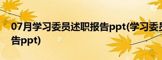 07月学习委员述职报告ppt(学习委员述职报告ppt)