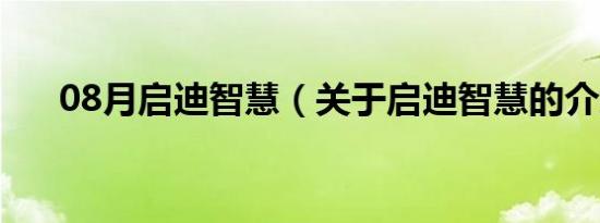 08月启迪智慧（关于启迪智慧的介绍）