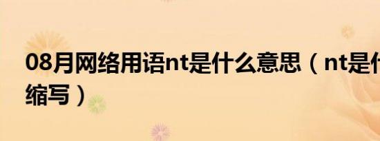 08月网络用语nt是什么意思（nt是什么英文缩写）