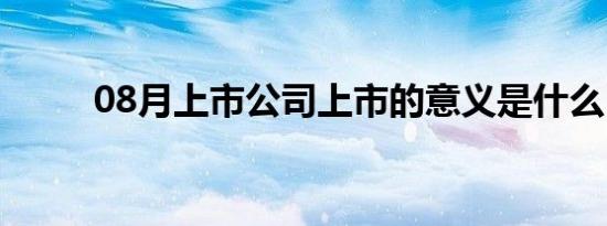 08月上市公司上市的意义是什么？