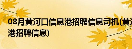 08月黄河口信息港招聘信息司机(黄河口信息港招聘信息)