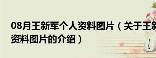 08月王新军个人资料图片（关于王新军个人资料图片的介绍）