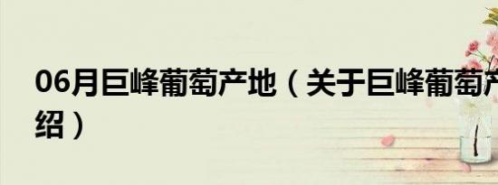 06月巨峰葡萄产地（关于巨峰葡萄产地的介绍）