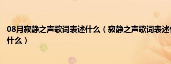 08月寂静之声歌词表述什么（寂静之声歌词表述什么主题是什么）